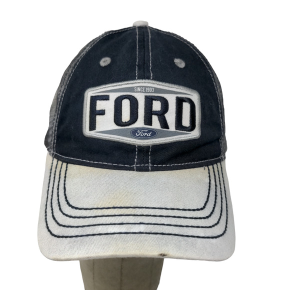 Ford Mens Meshback Snap Back Hat Blue White Embroidered Logo - Picture 1 of 12